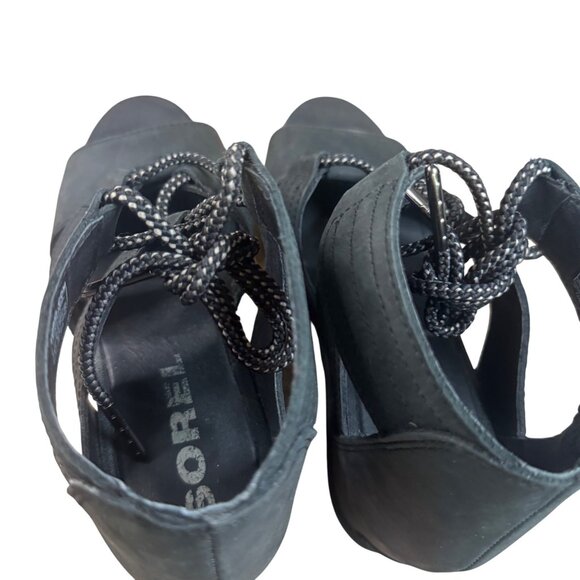 Sorel Womens Size 8 Black Gladiator-Style Sandals With Lace-Up Detail & Open Toe - Picture 11 of 14